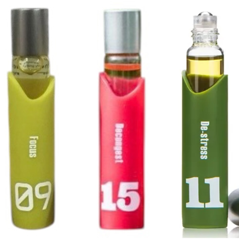 21 Drops Essential Oil Rollerballs, Set of 3 — Focus, Decongest & De-Stress